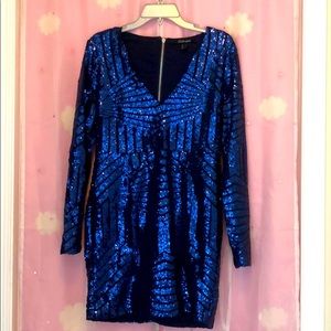 Bring bring blue sequins party mini dress (BNWOT)
